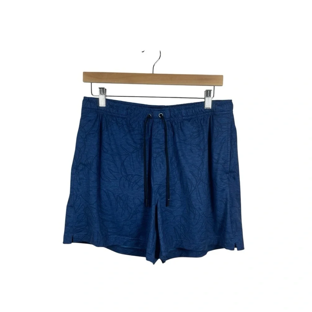 Chubbies Men’s Botanical Leaf Print Unlined Athletic Shorts in Blue Size L